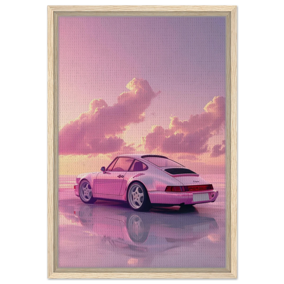 Pink Sunset Dream | Porsche Canvas & Fine Art wall art Print - Framed Canvas - 40x60 cm / 16x24″ - Wood frame
