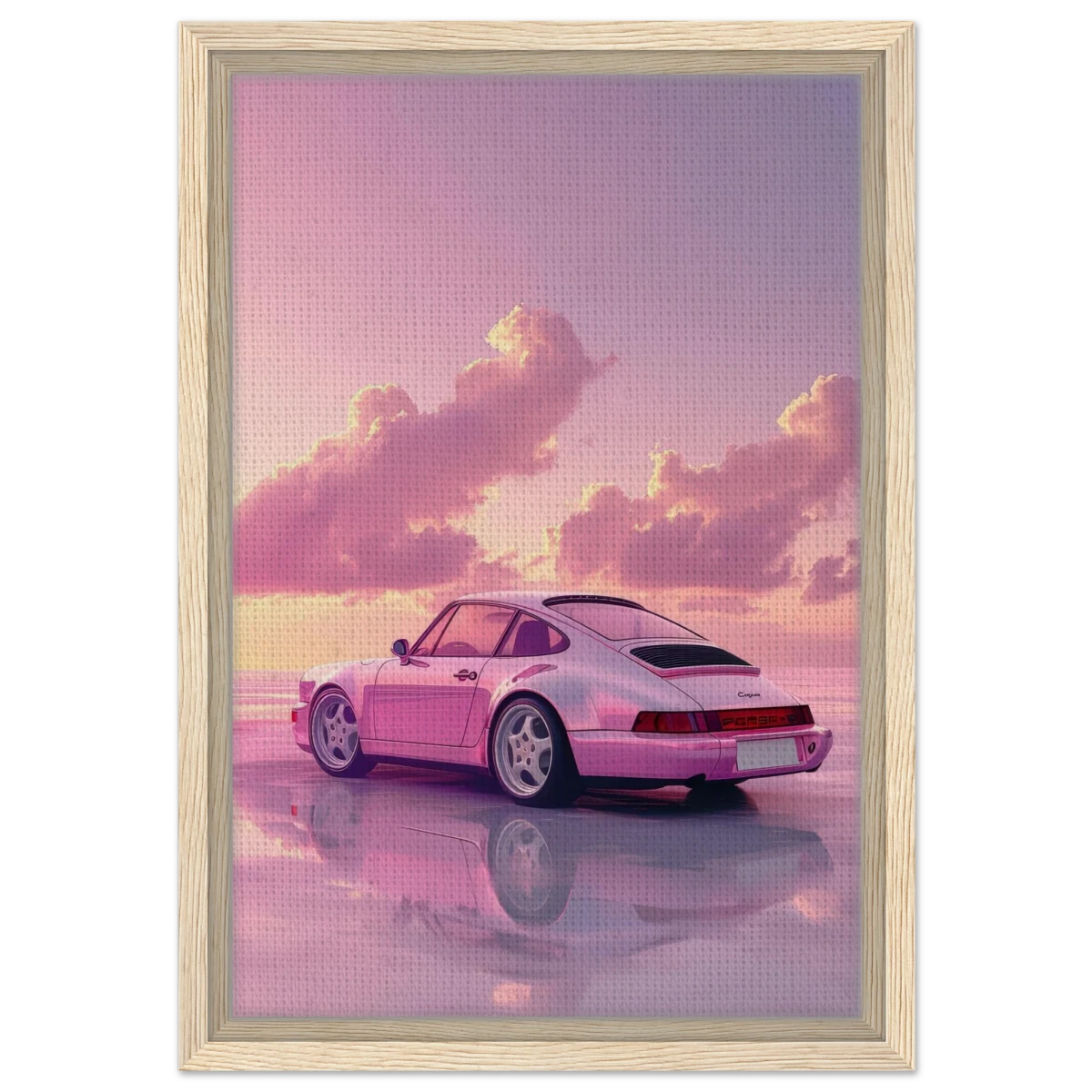 Pink Sunset Dream | Porsche Canvas & Fine Art wall art Print - Framed Canvas - 30x45 cm / 12x18″ - Wood frame