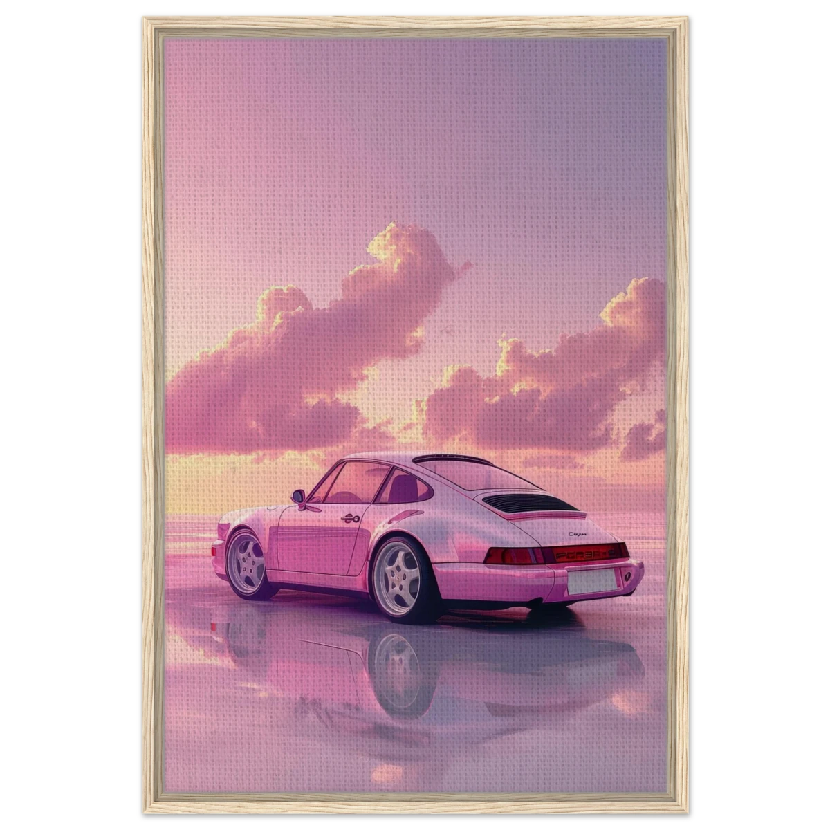 Pink Sunset Dream | Porsche Canvas & Fine Art wall art Print - Framed Canvas - 60x90 cm / 24x36″ - Wood frame