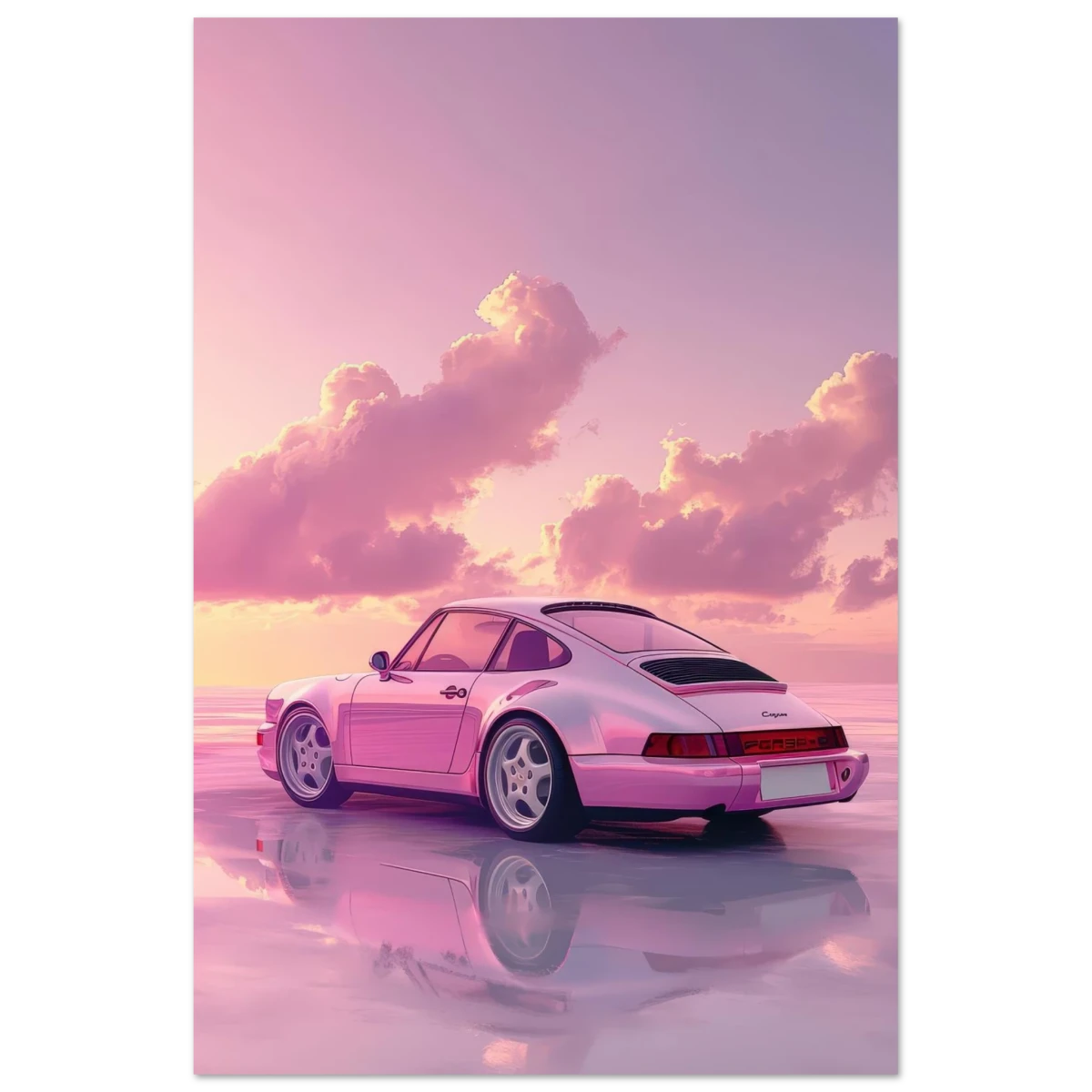 Pink Sunset Dream | Porsche Canvas & Fine Art wall art Print - Fine Art Poster - 60x90 cm / 24x36″ -