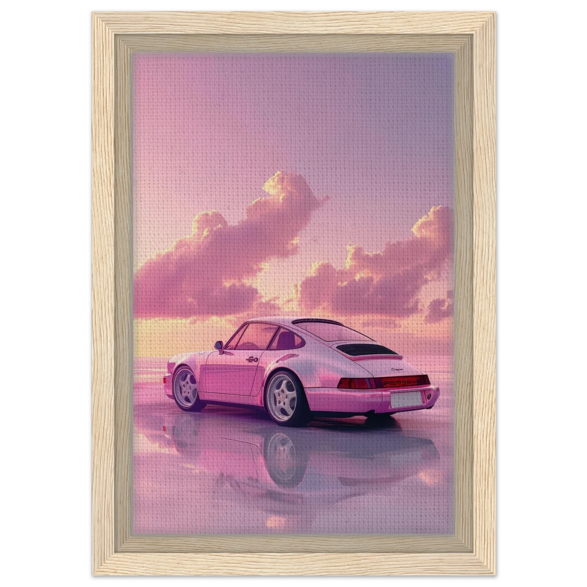 Pink Sunset Dream | Porsche Canvas & Fine Art wall art Print - Framed Canvas - 20x30 cm / 8x12″ - Wood frame