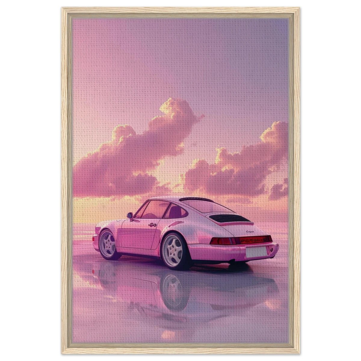 Pink Sunset Dream | Porsche Canvas & Fine Art wall art Print - Framed Canvas - 50x75 cm / 20x30″ - Wood frame