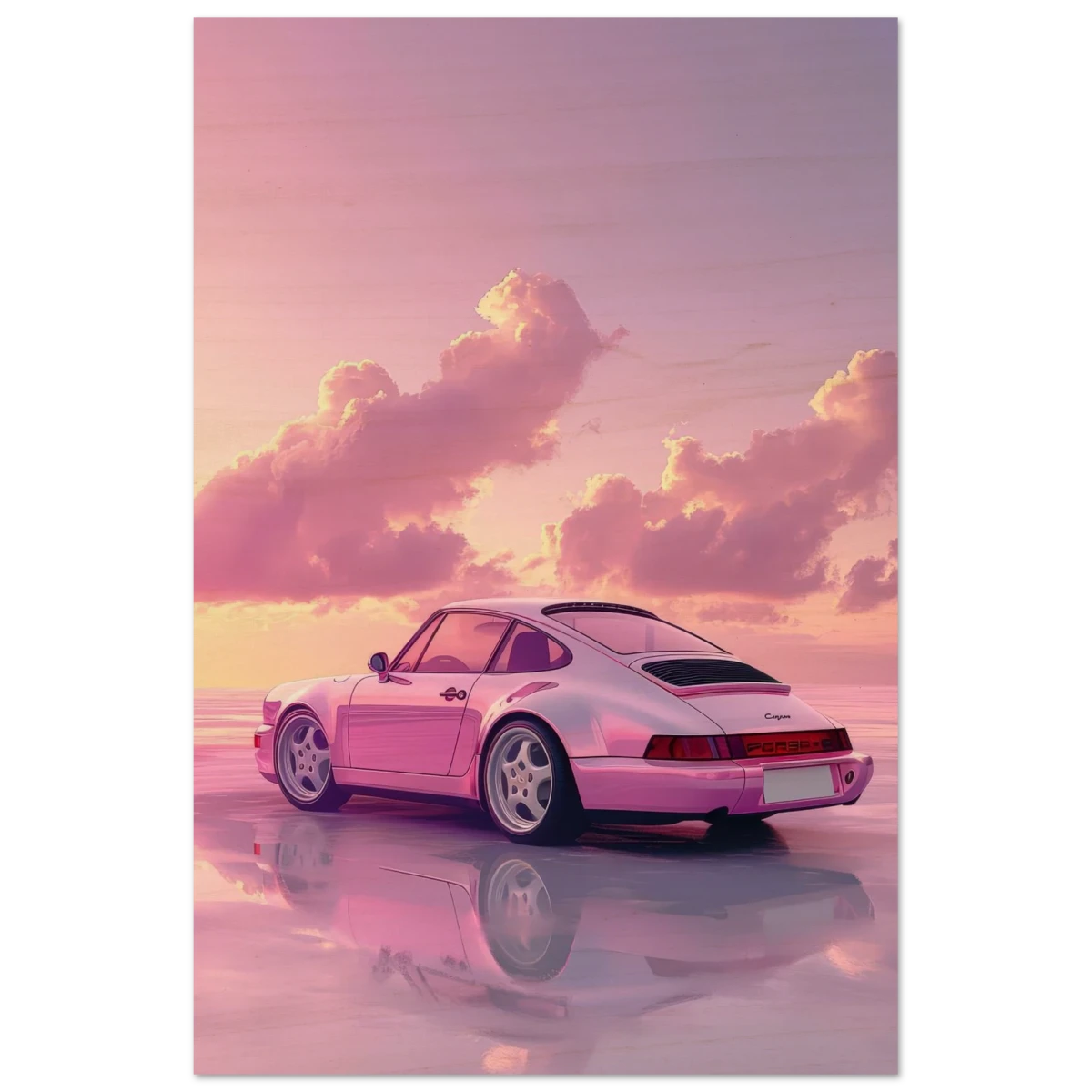 Pink Sunset Dream | Porsche Canvas & Fine Art wall art Print - Wood Prints - 20x30 cm / 8x12″ -
