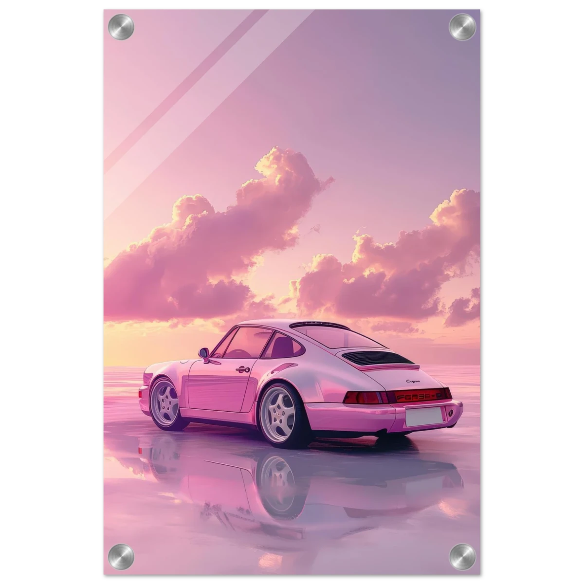 Pink Sunset Dream | Porsche Canvas & Fine Art wall art Print - Acrylic Print - 30x45 cm / 12x18″ -
