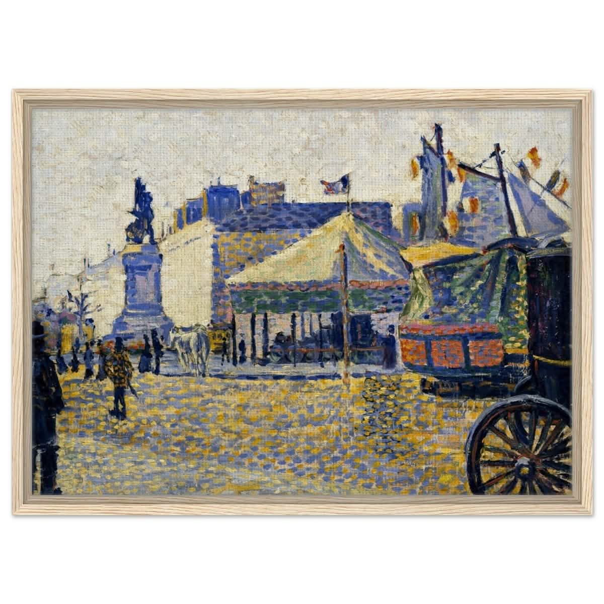 Place de Clichy (1887) by Paul Signac | Vintage wall art print - Framed Canvas - 50x70 cm / 20x28″ - Wood frame