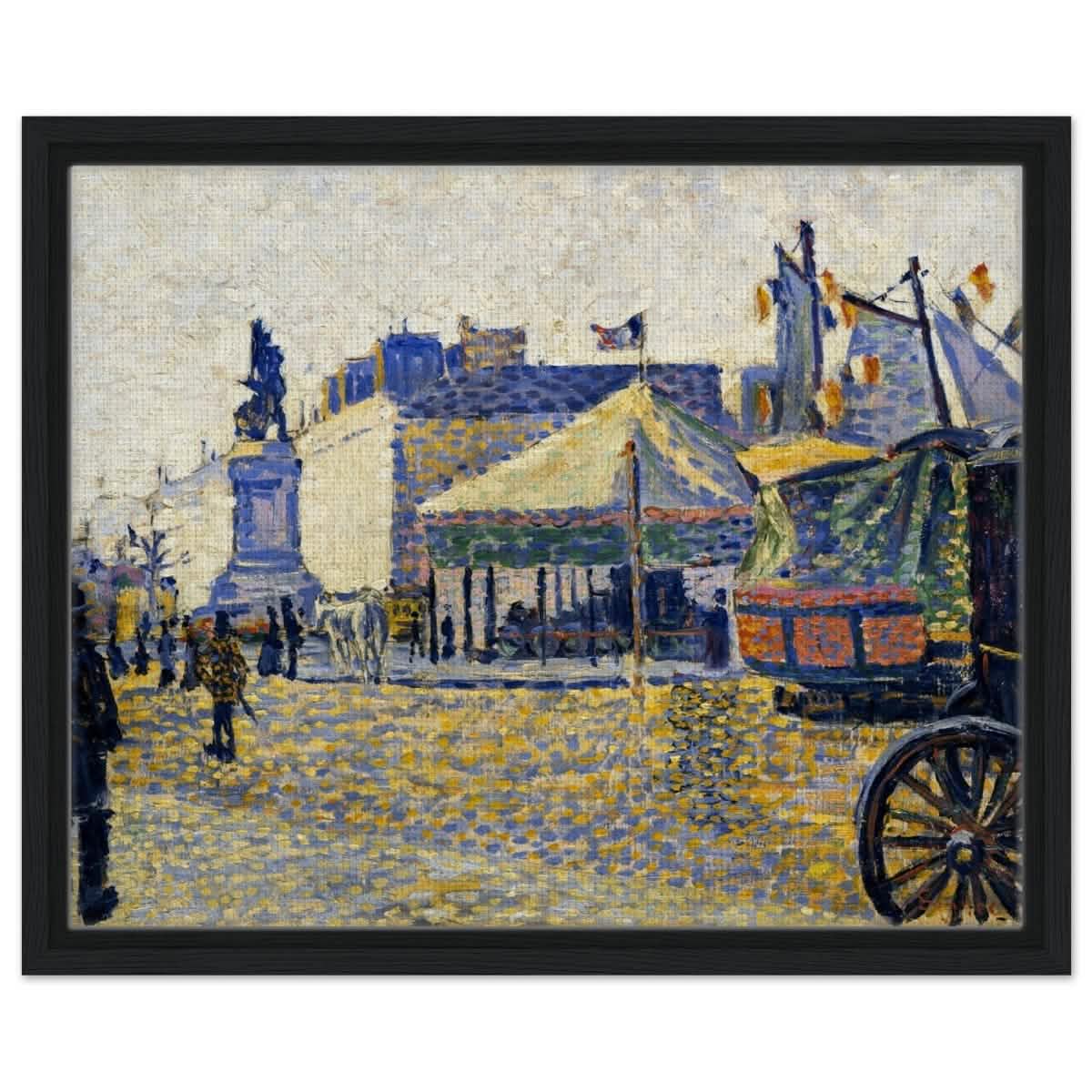 Place de Clichy (1887) by Paul Signac | Vintage wall art print - Framed Canvas - 40x50 cm / 16x20″ - Black frame