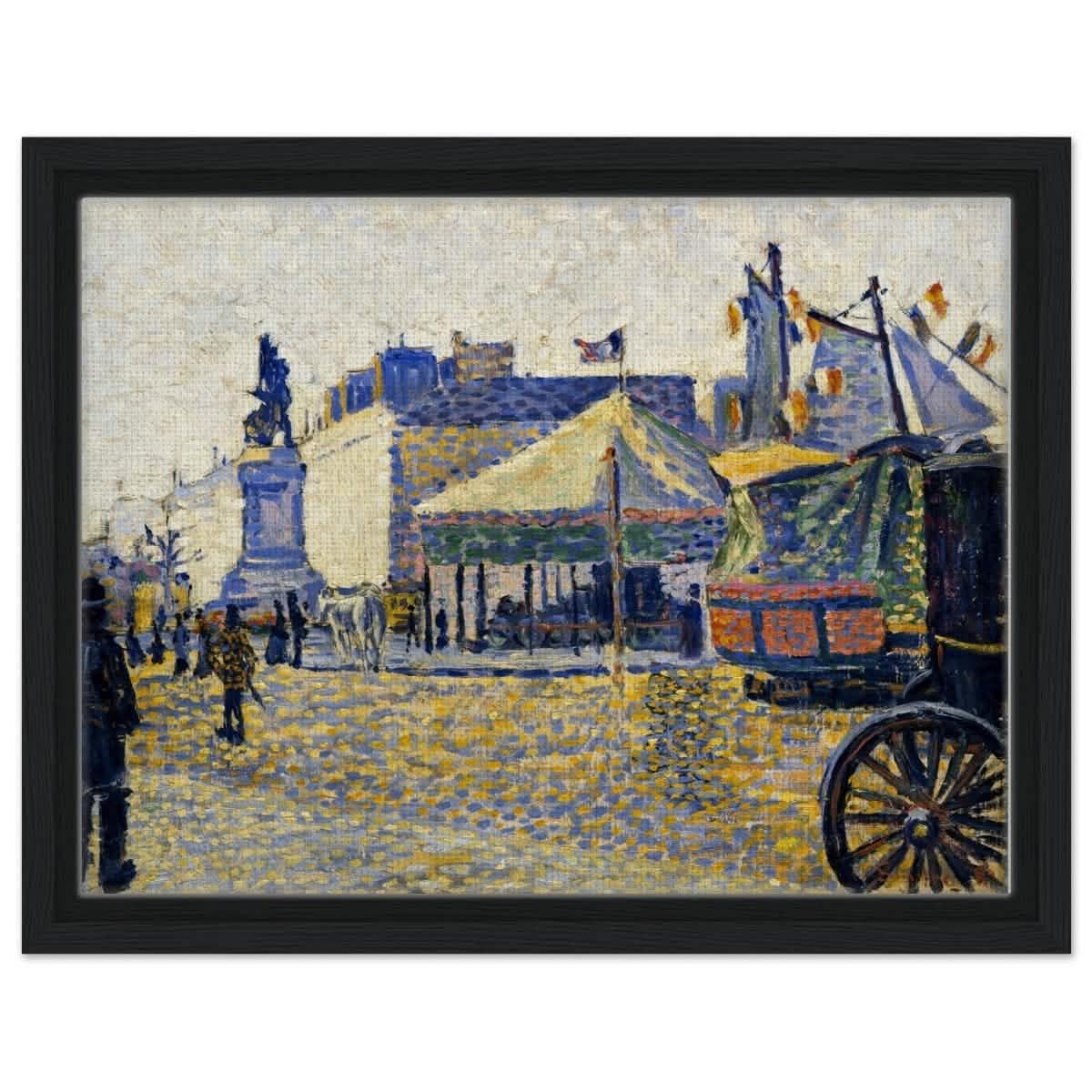 Place de Clichy (1887) by Paul Signac | Vintage wall art print - Framed Canvas - 30x40 cm / 12x16″ - Black frame