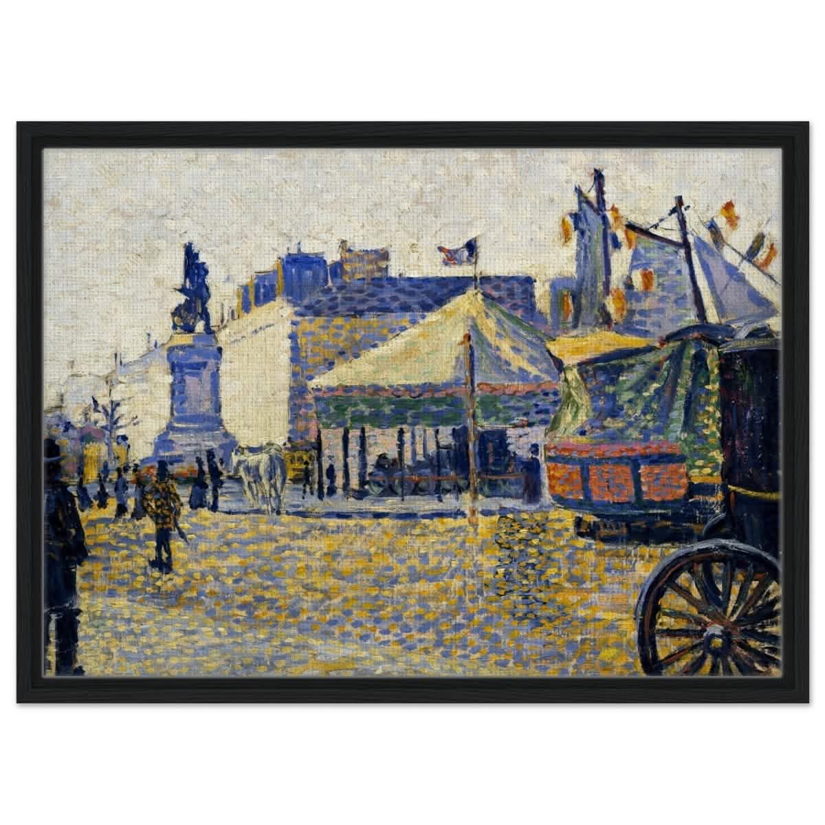 Place de Clichy (1887) by Paul Signac | Vintage wall art print - Framed Canvas - 50x70 cm / 20x28″ - Black frame