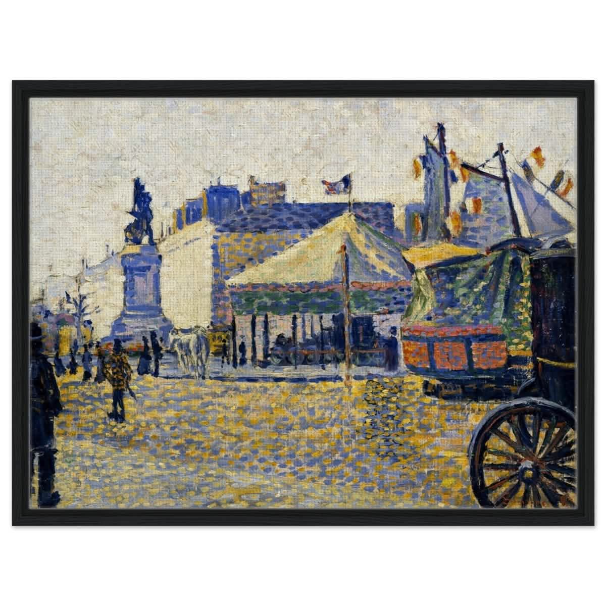 Place de Clichy (1887) by Paul Signac | Vintage wall art print - Framed Canvas - 60x80 cm / 24x32″ - Black frame