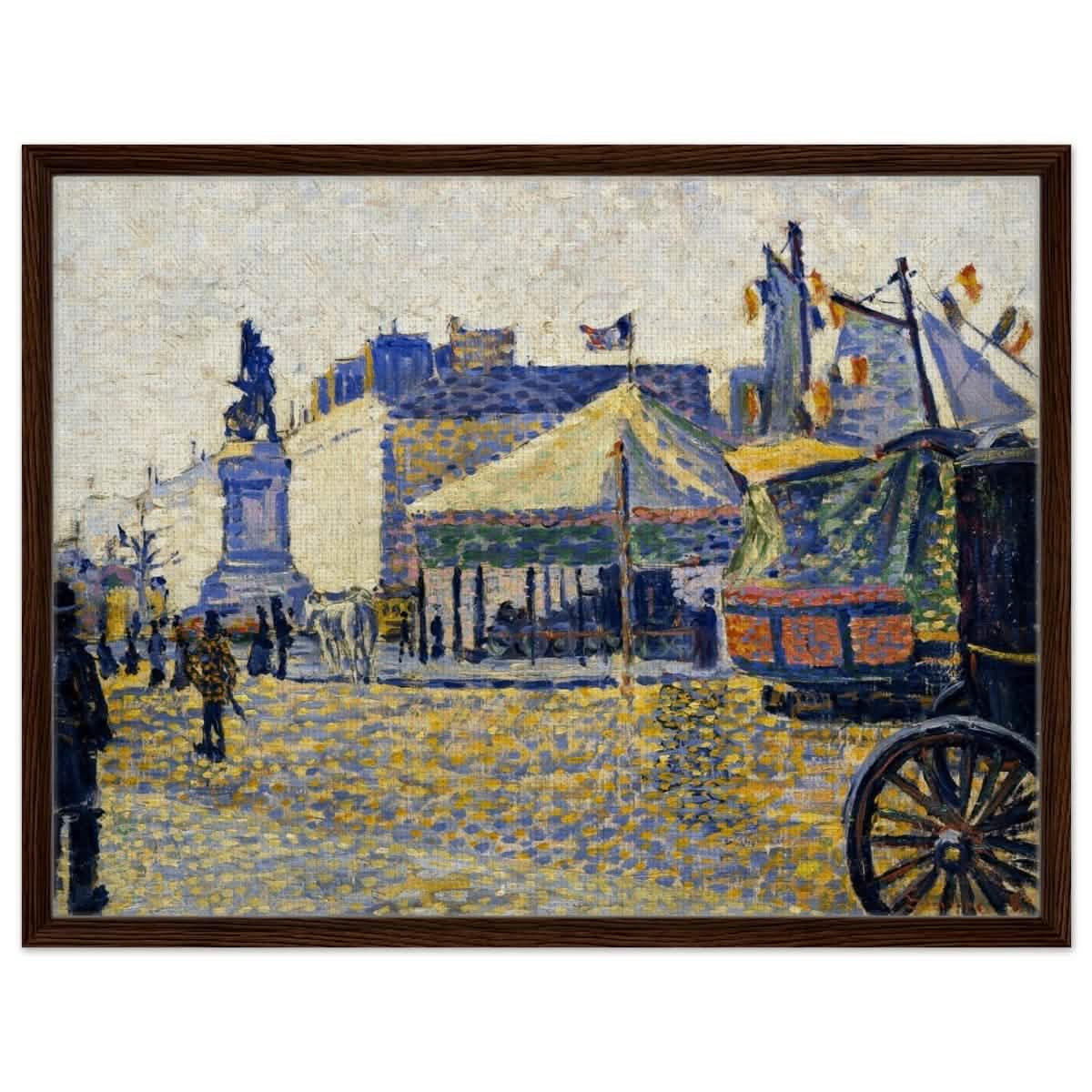 Place de Clichy (1887) by Paul Signac | Vintage wall art print - Framed Canvas - 60x80 cm / 24x32″ - Dark wood frame