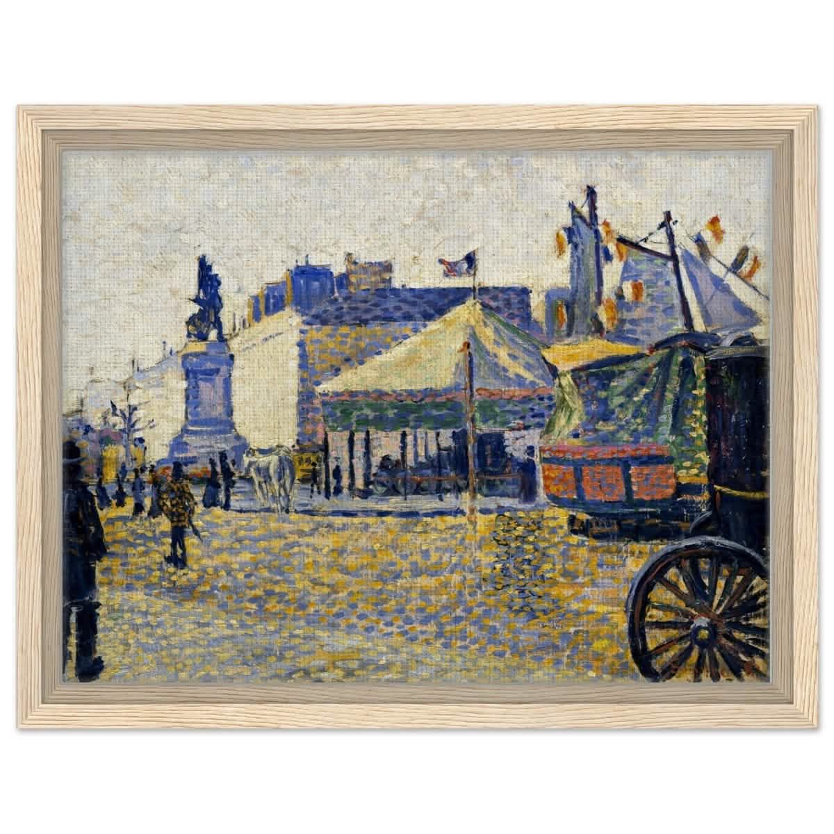 Place de Clichy (1887) by Paul Signac | Vintage wall art print - Framed Canvas - 30x40 cm / 12x16″ - Wood frame