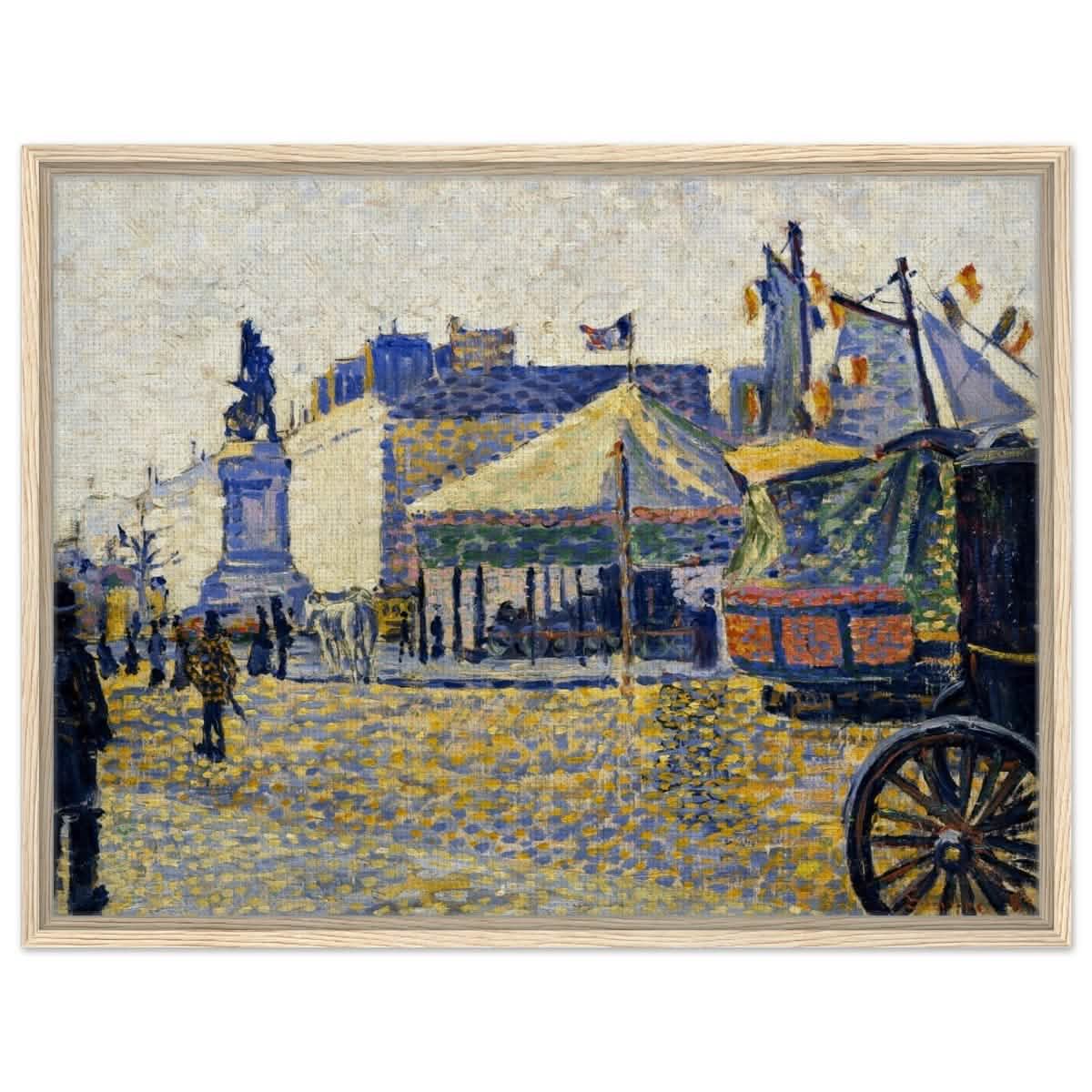 Place de Clichy (1887) by Paul Signac | Vintage wall art print - Framed Canvas - 60x80 cm / 24x32″ - Wood frame