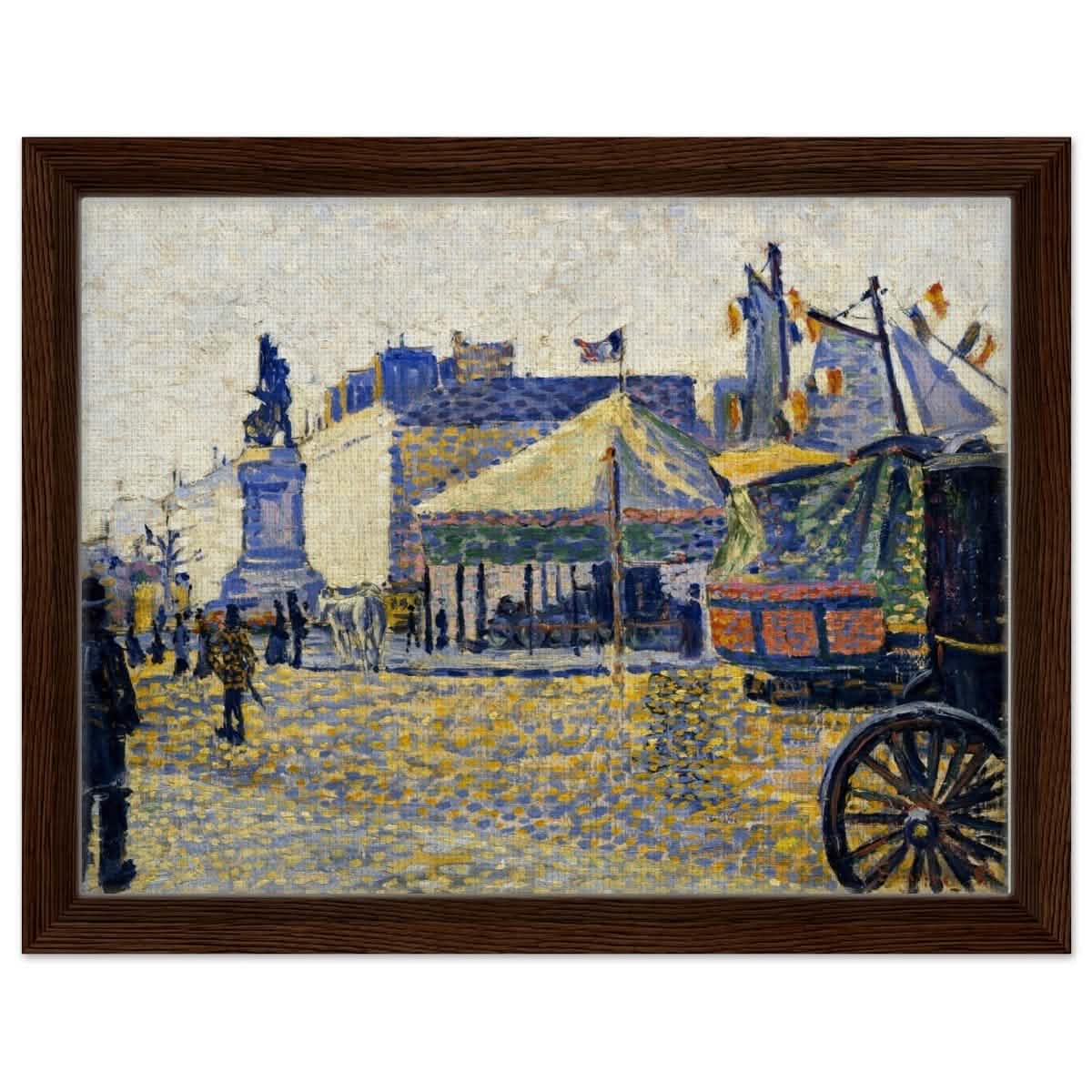 Place de Clichy (1887) by Paul Signac | Vintage wall art print - Framed Canvas - 30x40 cm / 12x16″ - Dark wood frame