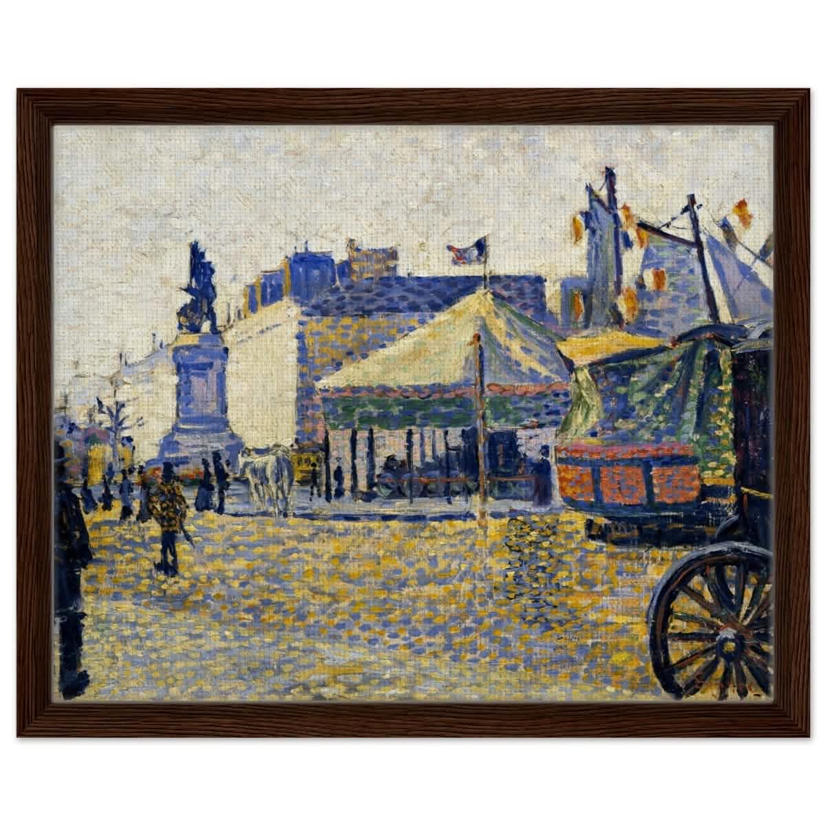 Place de Clichy (1887) by Paul Signac | Vintage wall art print - Framed Canvas - 40x50 cm / 16x20″ - Dark wood frame