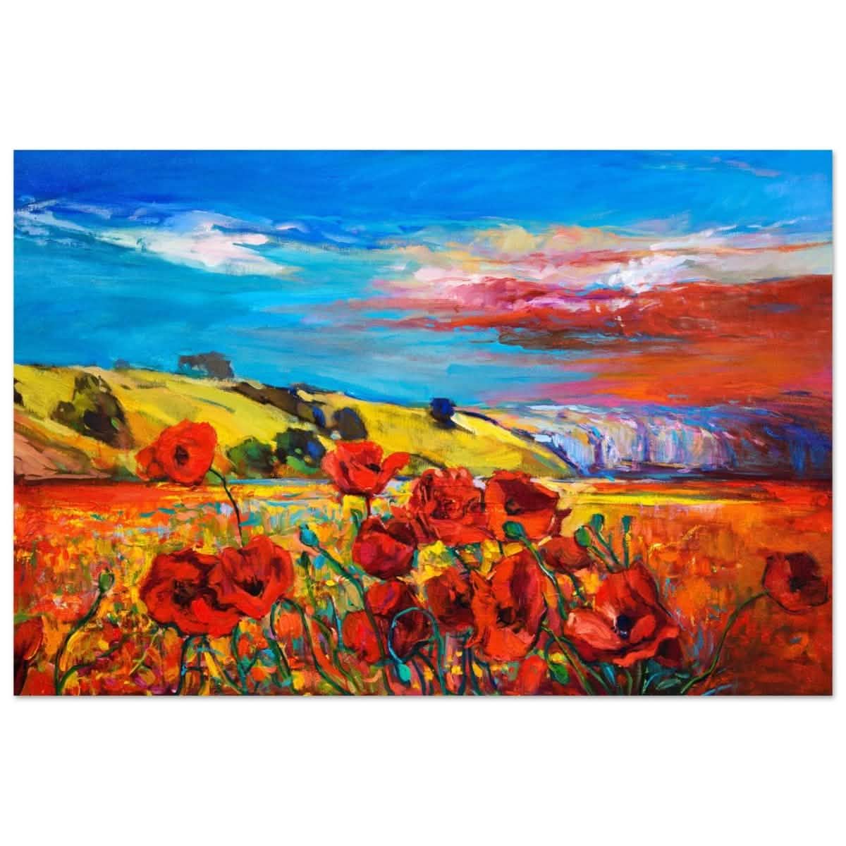Poppy Fields of Passion: A Vibrant Landscape | Impressionism Wall art print - Aluminum Print - 60x90 cm / 24x36″ -