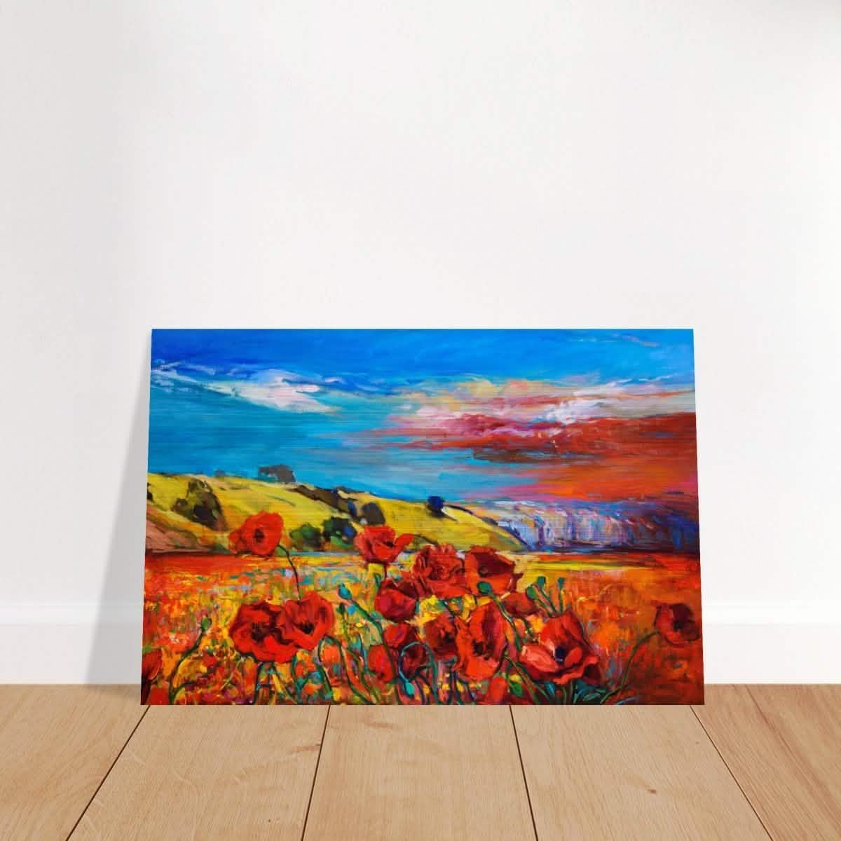 Poppy Fields of Passion: A Vibrant Landscape | Impressionism Wall art print - Brushed Aluminum Print - 40x60 cm / 16x24″ -