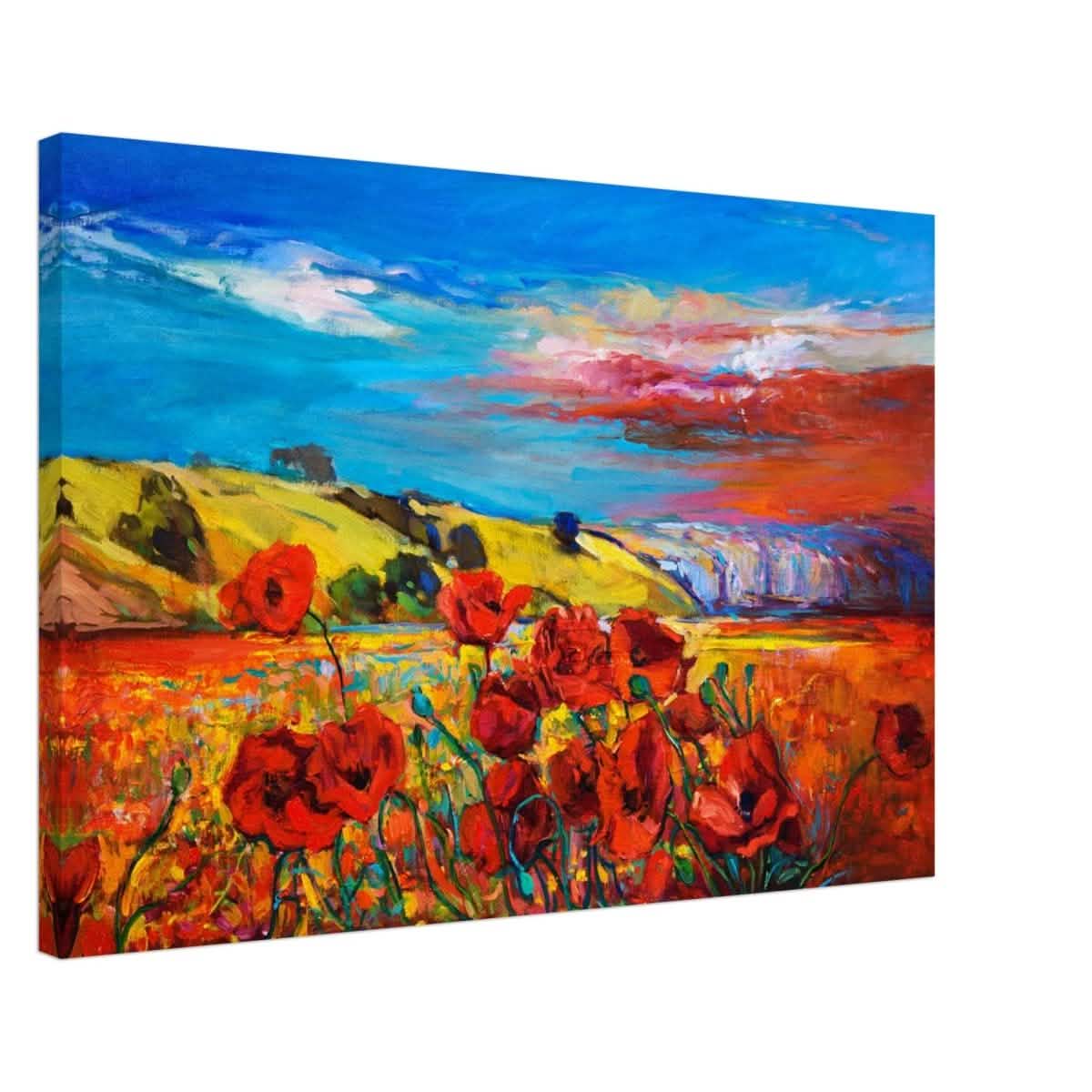Poppy Fields of Passion: A Vibrant Landscape | Impressionism Wall art print - Canvas - 50x75 cm / 20x30″ -