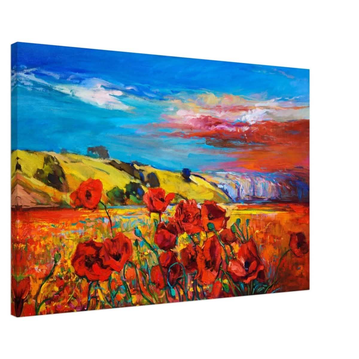 Poppy Fields of Passion: A Vibrant Landscape | Impressionism Wall art print - Canvas - 60x90 cm / 24x36″ -