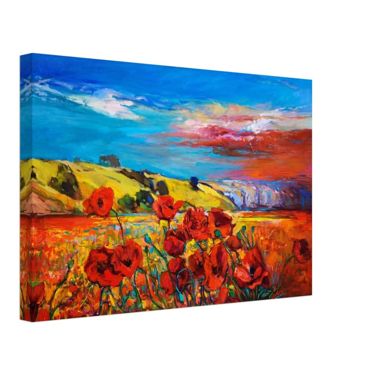 Poppy Fields of Passion: A Vibrant Landscape | Impressionism Wall art print - Canvas - 30x45 cm / 12x18″ -