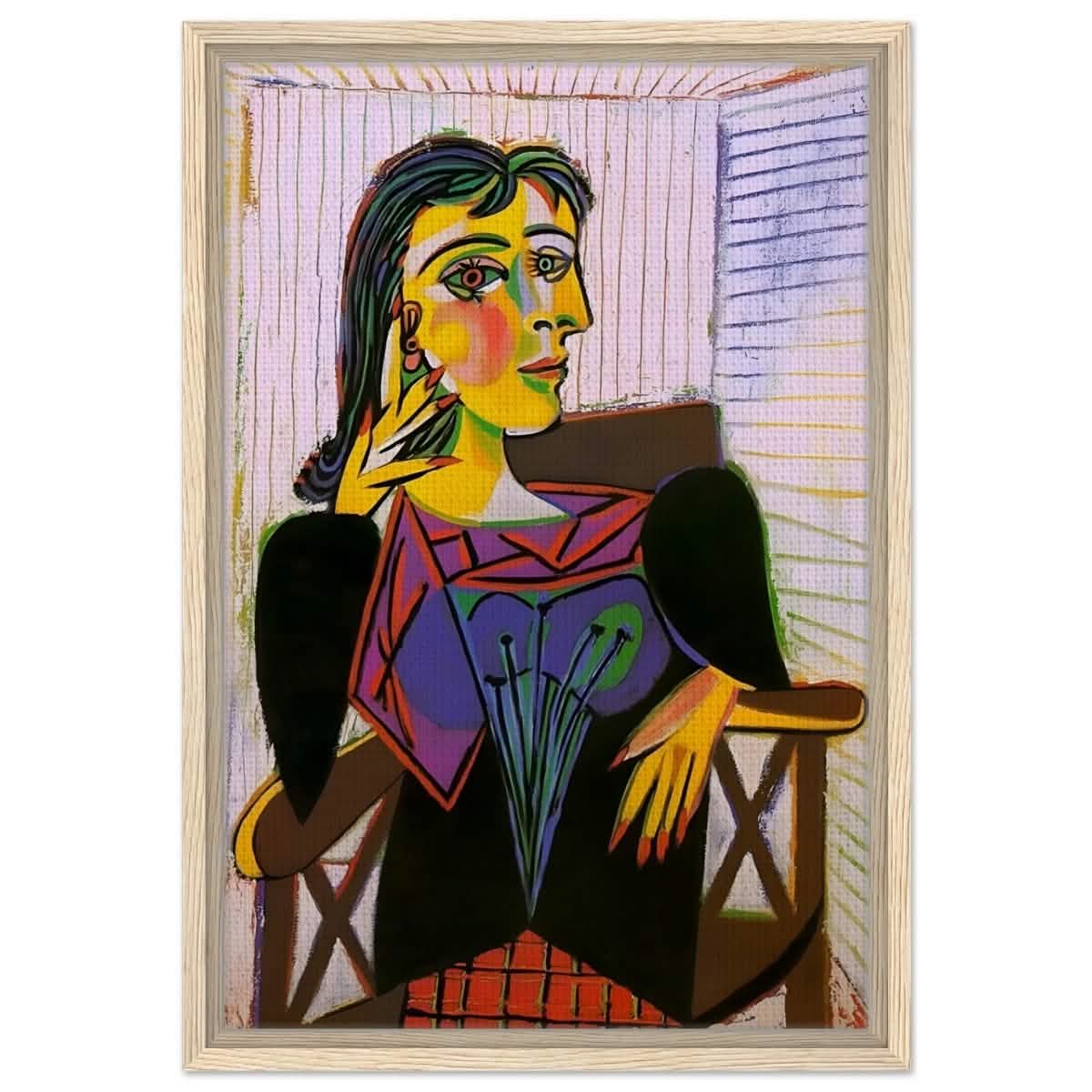 Portrait of Dora Maar by Pablo Picasso | Cubism wall art print - Framed Canvas - 40x60 cm / 16x24″ - Wood frame