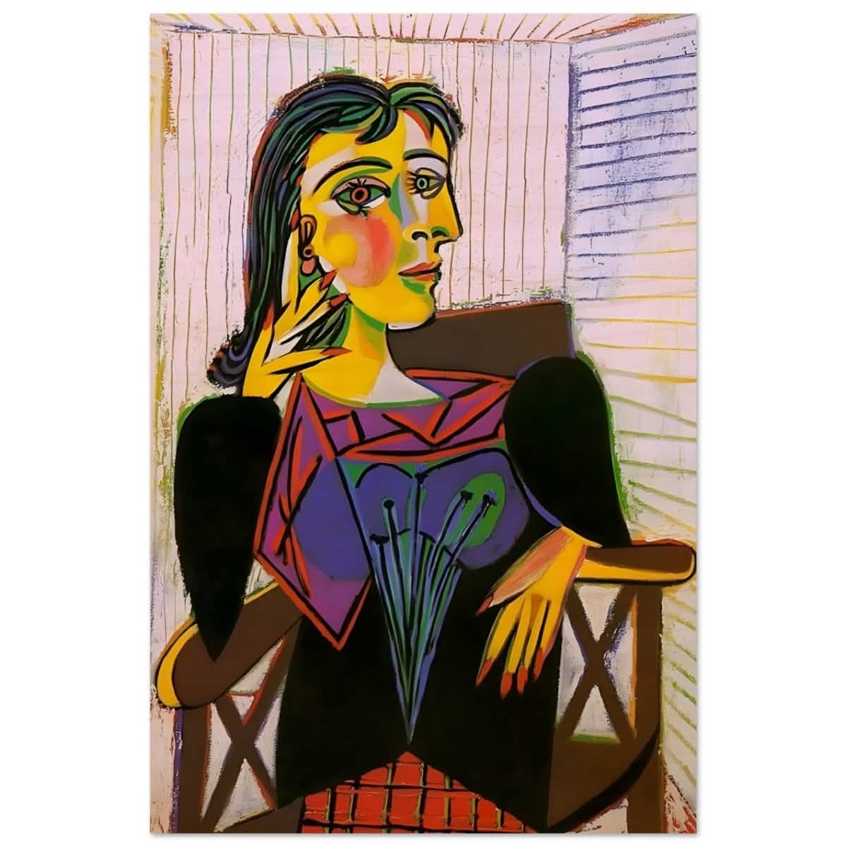 Portrait of Dora Maar by Pablo Picasso | Cubism wall art print - Wood Prints - 60x90 cm / 24x36″ -