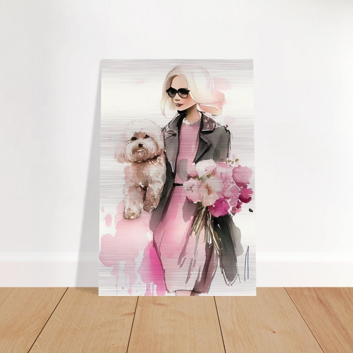 Puppy Love in Style | Contemporary Figurative Art | wall Art Print - Brushed Aluminum Print - 40x60 cm / 16x24″ -
