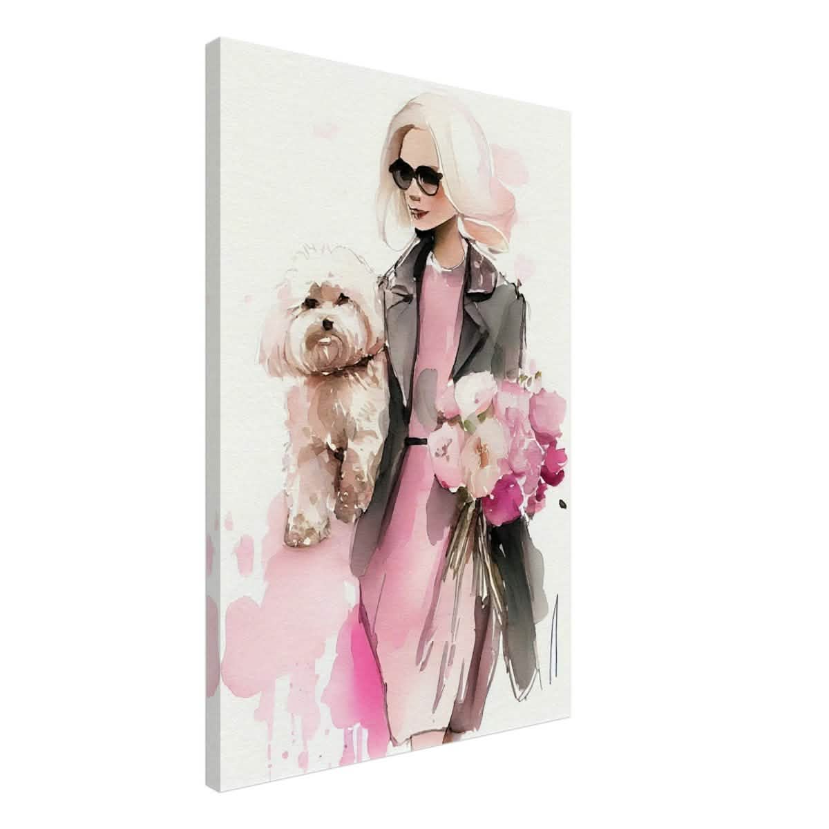 Puppy Love in Style | Contemporary Figurative Art | wall Art Print - Canvas - 50x75 cm / 20x30″ -