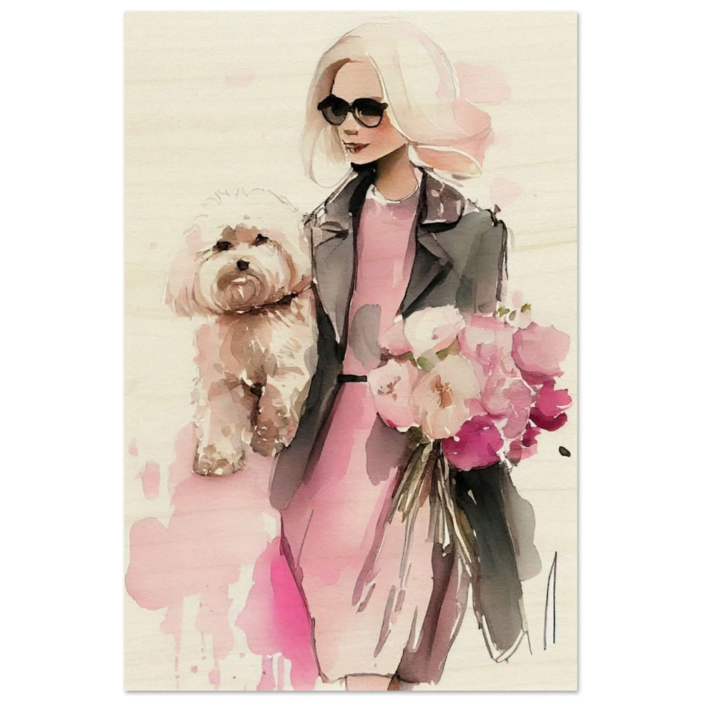 Puppy Love in Style | Contemporary Figurative Art | wall Art Print - Wood Prints - 50x75 cm / 20x30″ -
