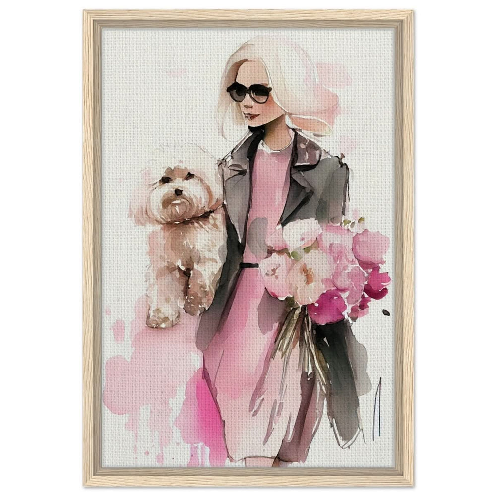 Puppy Love in Style | Contemporary Figurative Art | wall Art Print - Framed Canvas - 40x60 cm / 16x24″ - Wood frame