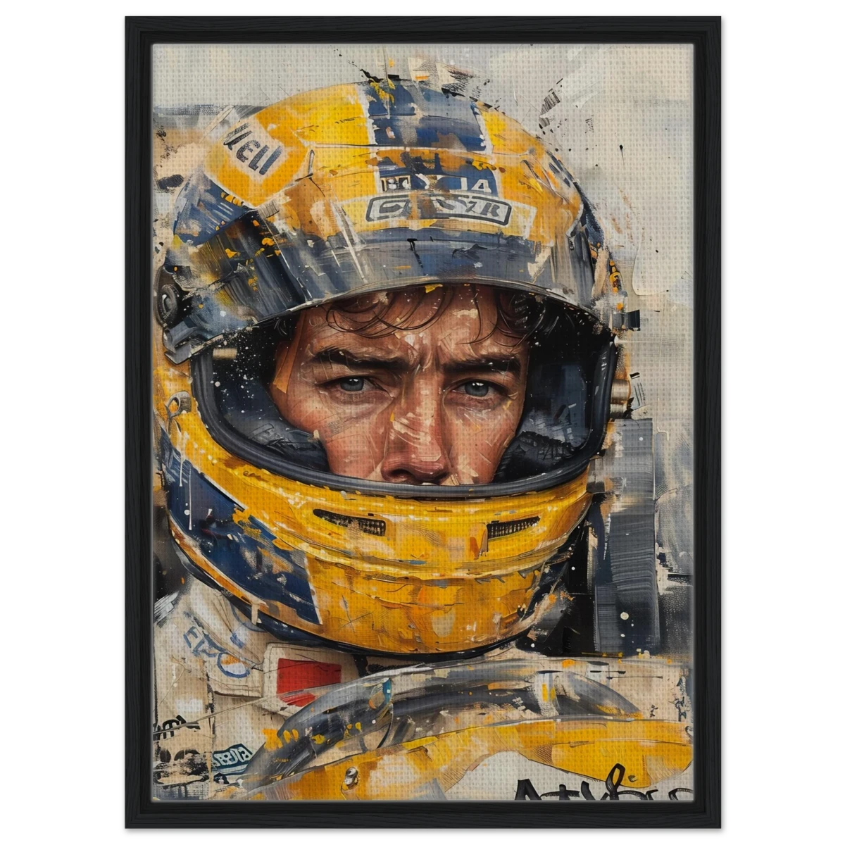 Racing Legend – The Spirit of Speed & Determination | Racing collection wall art print - Framed Canvas - 50x70 cm / 20x28″ - Black frame