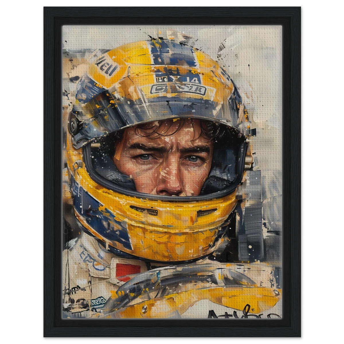 Racing Legend – The Spirit of Speed & Determination | Racing collection wall art print - Framed Canvas - 30x40 cm / 12x16″ - Black frame