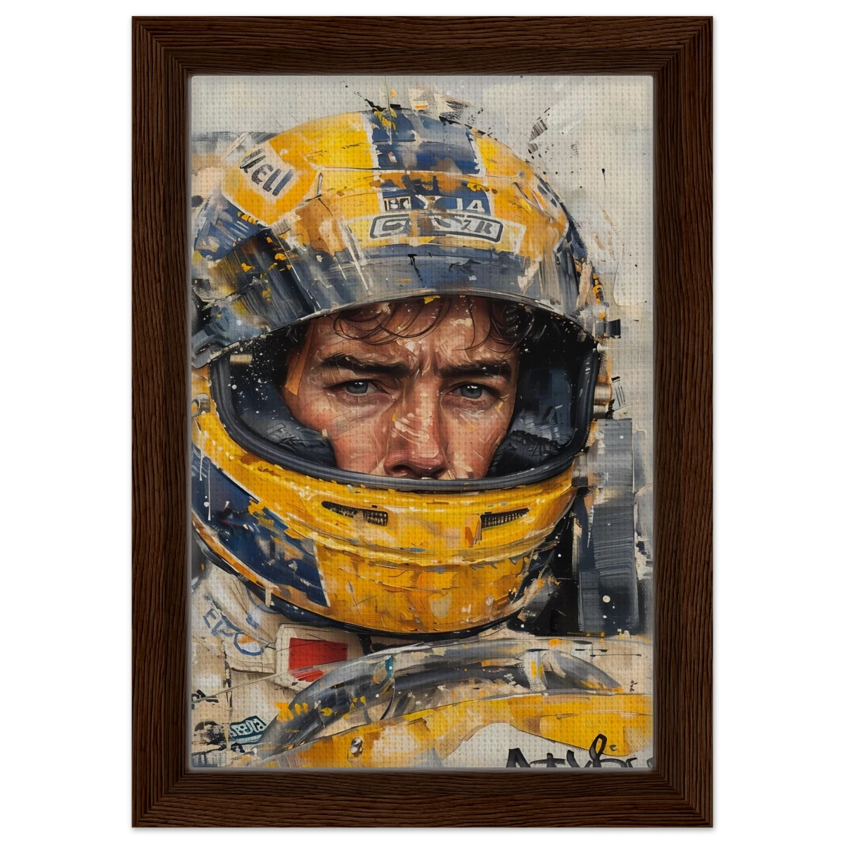 Racing Legend – The Spirit of Speed & Determination | Racing collection wall art print - Framed Canvas - 20x30 cm / 8x12″ - Dark wood frame