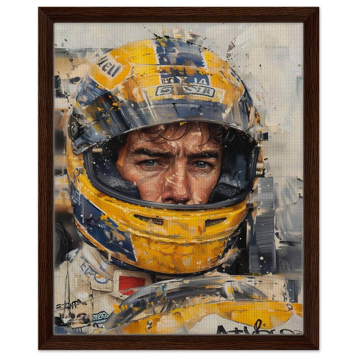 Racing Legend – The Spirit of Speed & Determination | Racing collection wall art print - Framed Canvas - 40x50 cm / 16x20″ - Dark wood frame