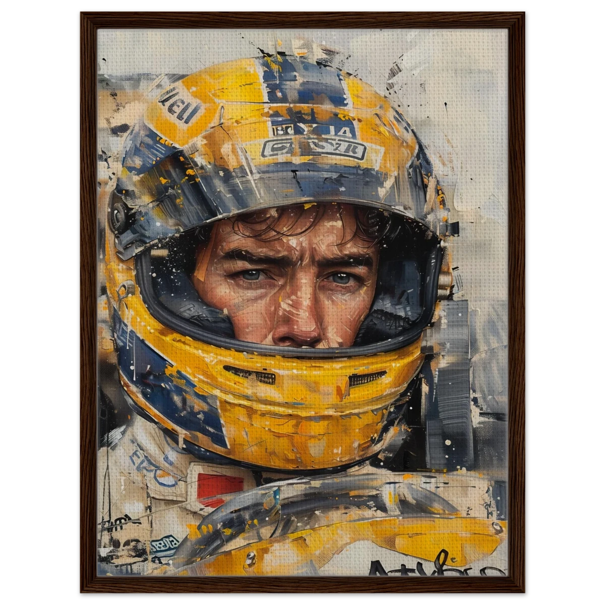 Racing Legend – The Spirit of Speed & Determination | Racing collection wall art print - Framed Canvas - 60x80 cm / 24x32″ - Dark wood frame
