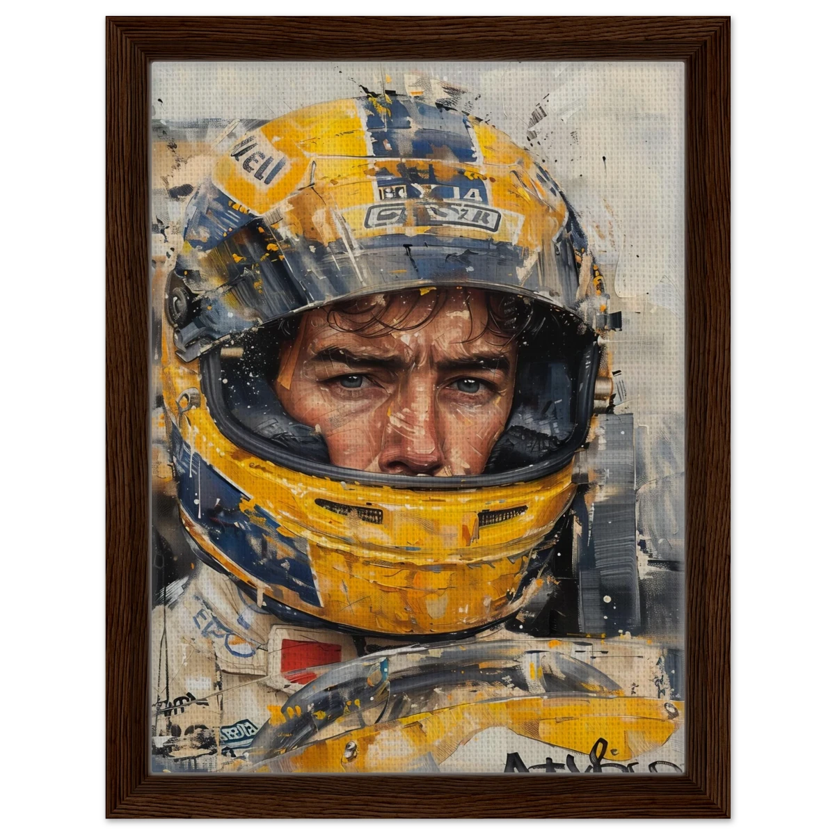 Racing Legend – The Spirit of Speed & Determination | Racing collection wall art print - Framed Canvas - 30x40 cm / 12x16″ - Dark wood frame