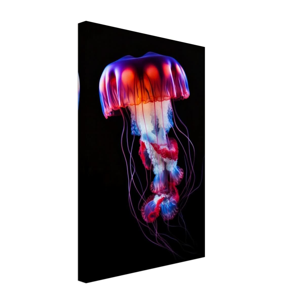 Radiant Abyss: The Neon Jellyfish | Animal art print - Canvas - 30x45 cm / 12x18″ -
