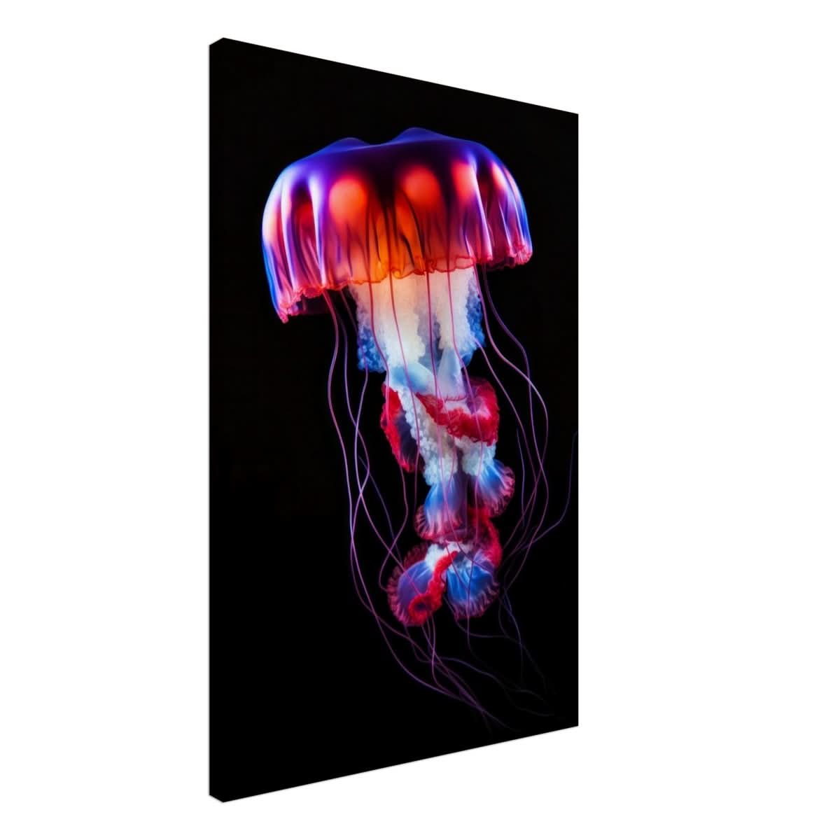 Radiant Abyss: The Neon Jellyfish | Animal art print - Canvas - 50x75 cm / 20x30″ -