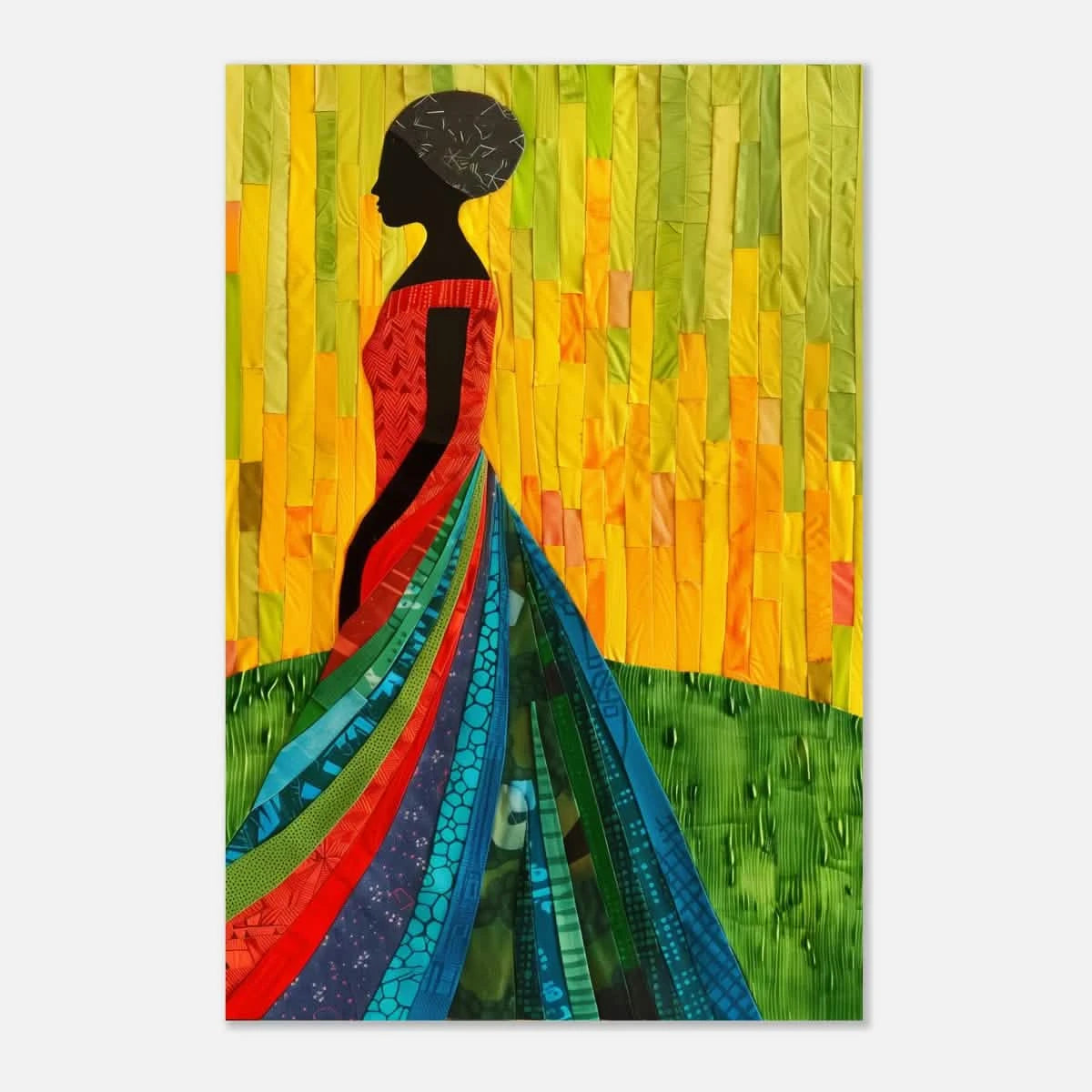 Radiant Silhouette – Afrocentric Collage Wall Art Print - Aluminum Print - 30x45 cm / 12x18″ -