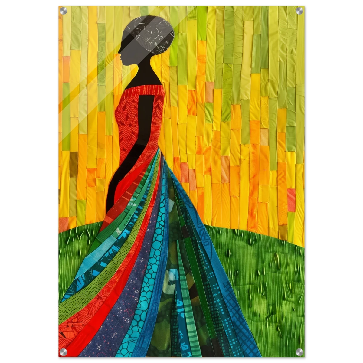 Radiant Silhouette – Afrocentric Collage Wall Art Print - Acrylic Print - 70x100 cm / 28x40″ -