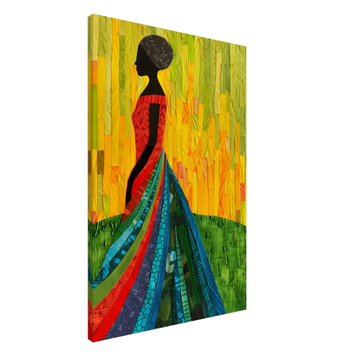 Radiant Silhouette – Afrocentric Collage Wall Art Print - Canvas - 60x90 cm / 24x36″ -