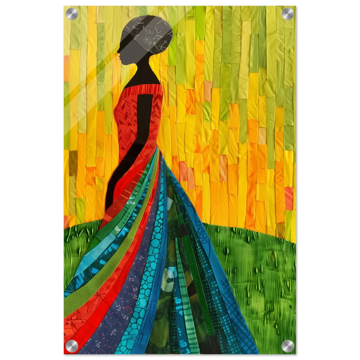 Radiant Silhouette – Afrocentric Collage Wall Art Print - Acrylic Print - 40x60 cm / 16x24″ -