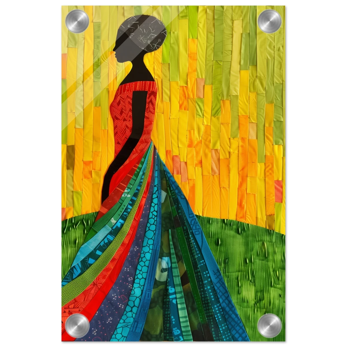 Radiant Silhouette – Afrocentric Collage Wall Art Print - Acrylic Print - 20x30 cm / 8x12″ -
