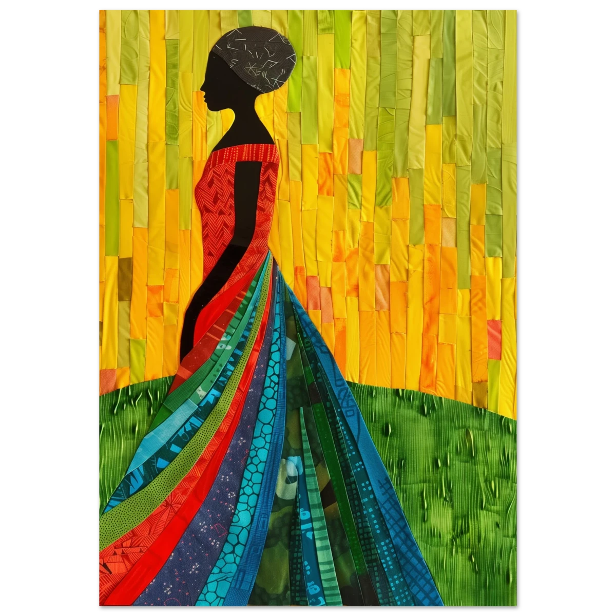 Radiant Silhouette – Afrocentric Collage Wall Art Print - Fine Art Poster - 70x100 cm / 28x40″ -