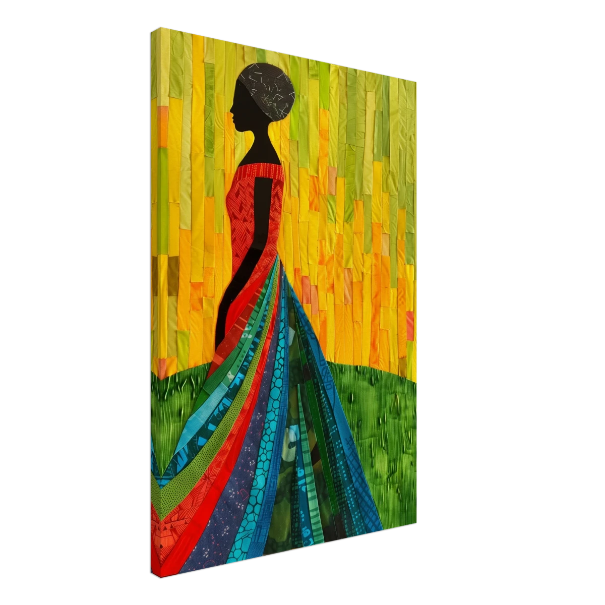 Radiant Silhouette – Afrocentric Collage Wall Art Print - Canvas - 50x75 cm / 20x30″ -