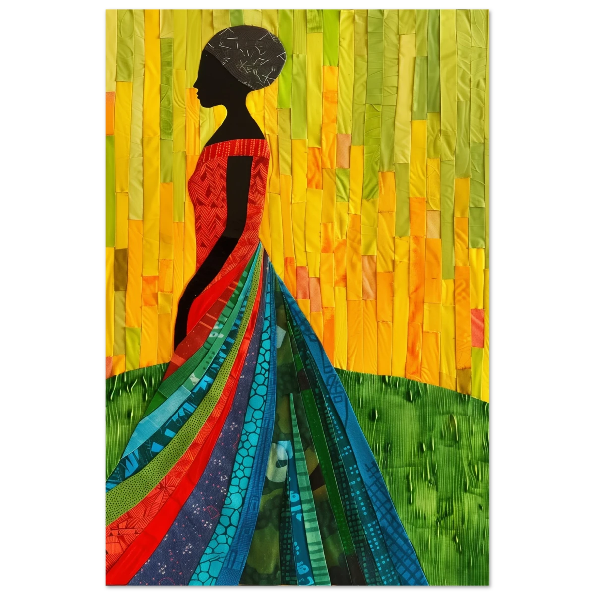 Radiant Silhouette – Afrocentric Collage Wall Art Print - Fine Art Poster - 30x45 cm / 12x18″ -