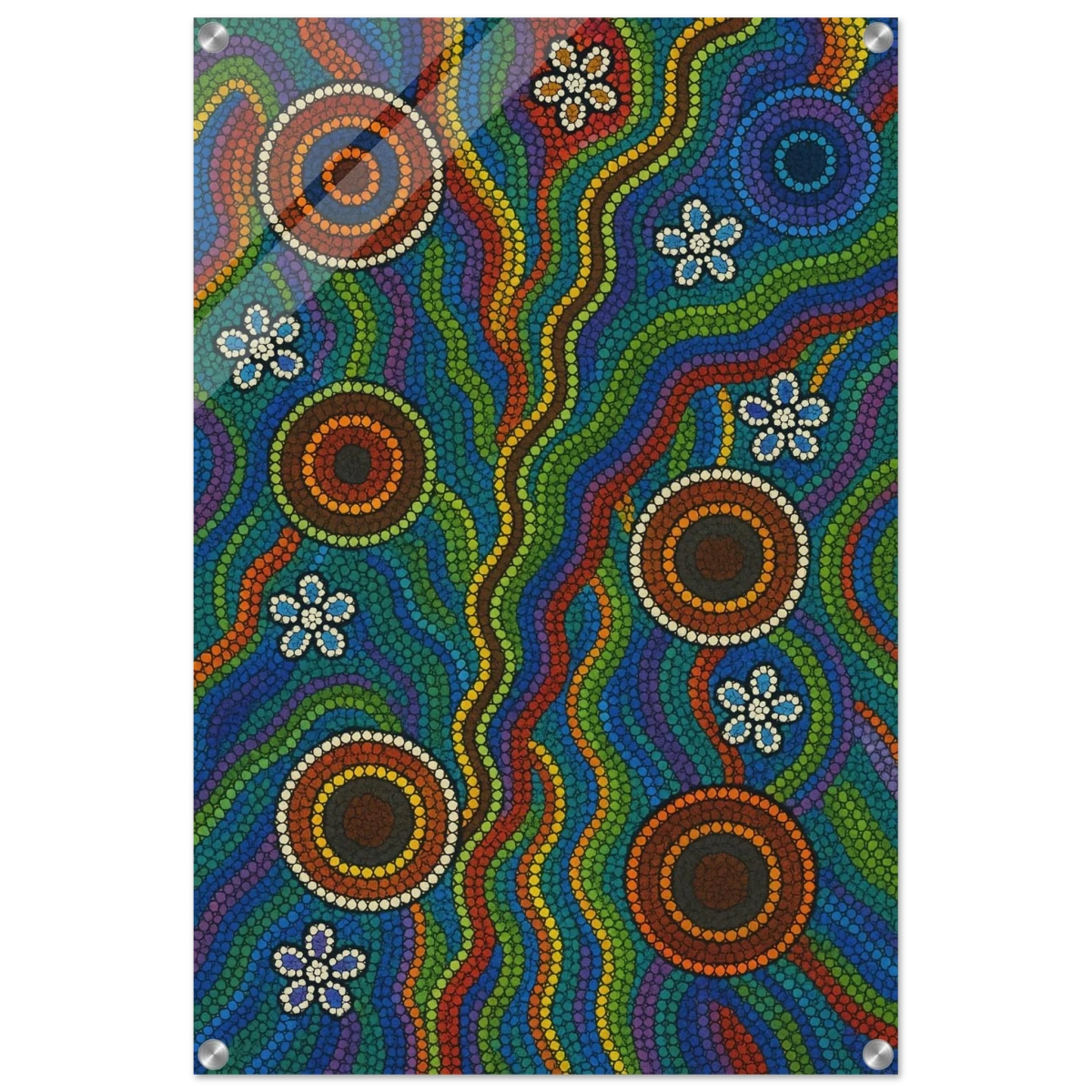 Rainbow Dreaming Aboriginal Wall Art Print - Acrylic Print - 50x75 cm / 20x30″ -
