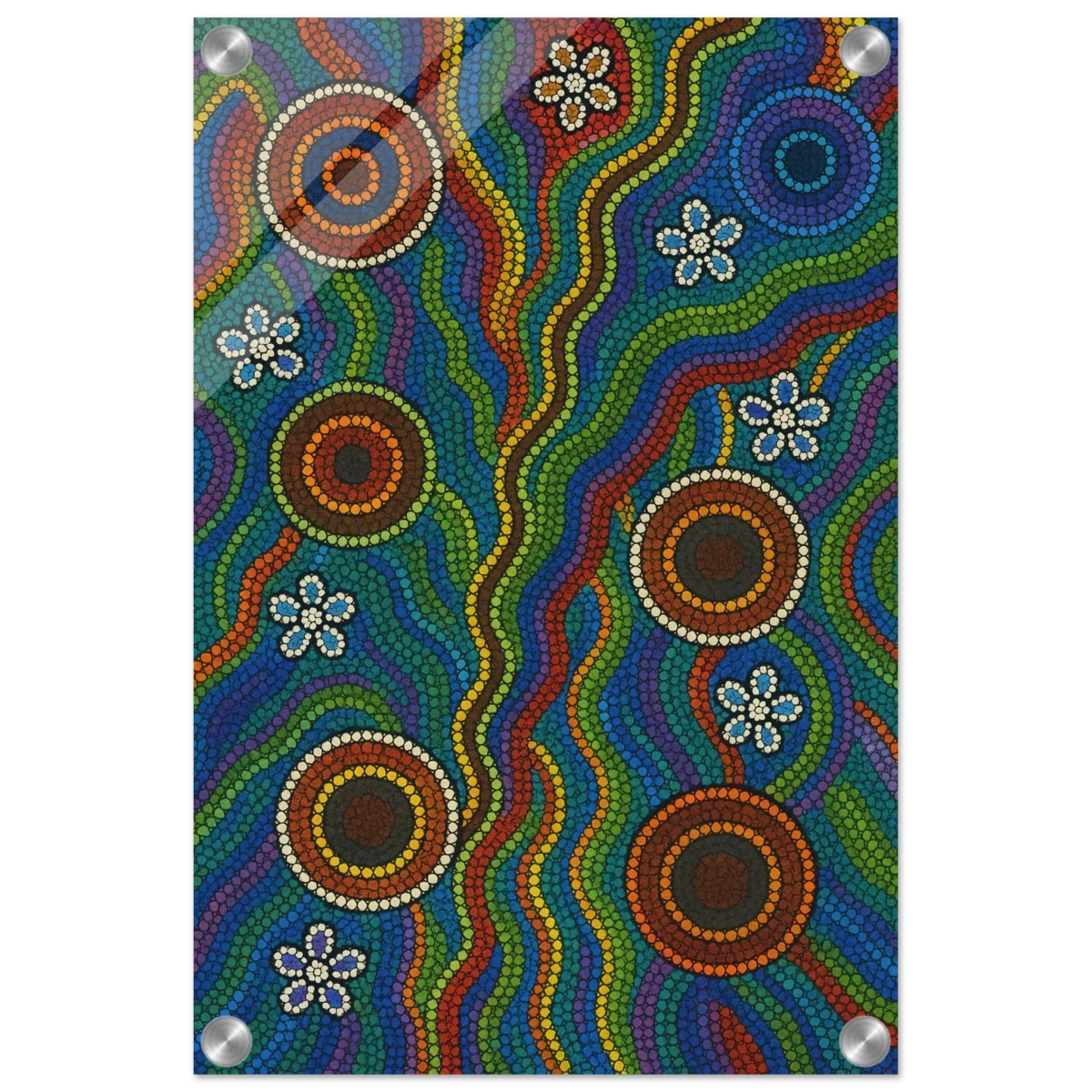 Rainbow Dreaming Aboriginal Wall Art Print - Acrylic Print - 30x45 cm / 12x18″ -