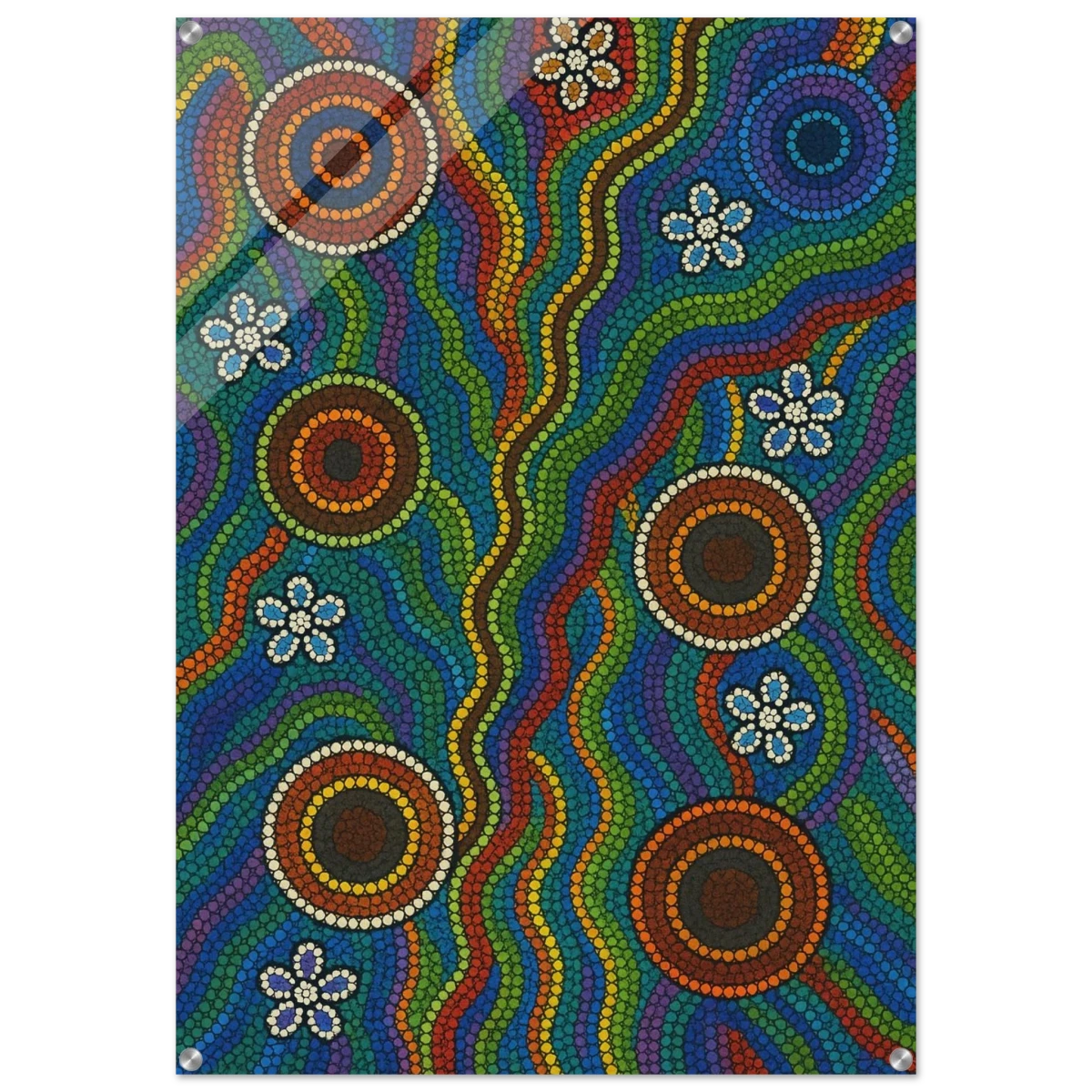 Rainbow Dreaming Aboriginal Wall Art Print - Acrylic Print - 70x100 cm / 28x40″ -