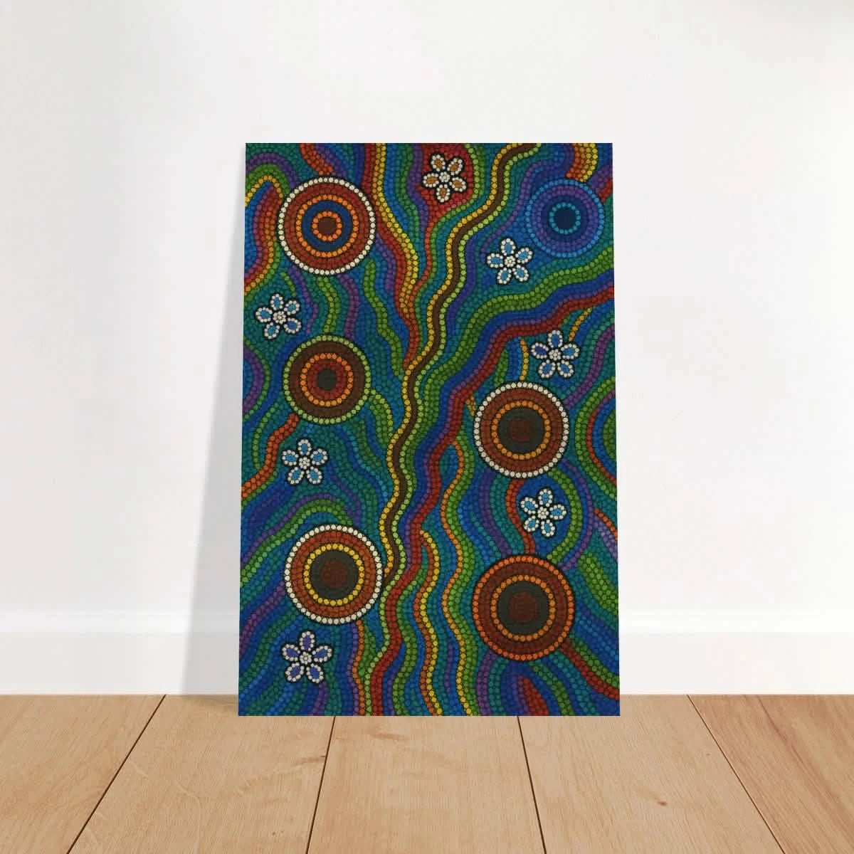 Rainbow Dreaming Aboriginal Wall Art Print - Brushed Aluminum Print - 30x45 cm / 12x18″ -