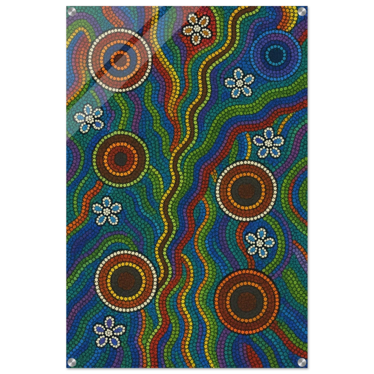 Rainbow Dreaming Aboriginal Wall Art Print - Acrylic Print - 60x90 cm / 24x36″ -